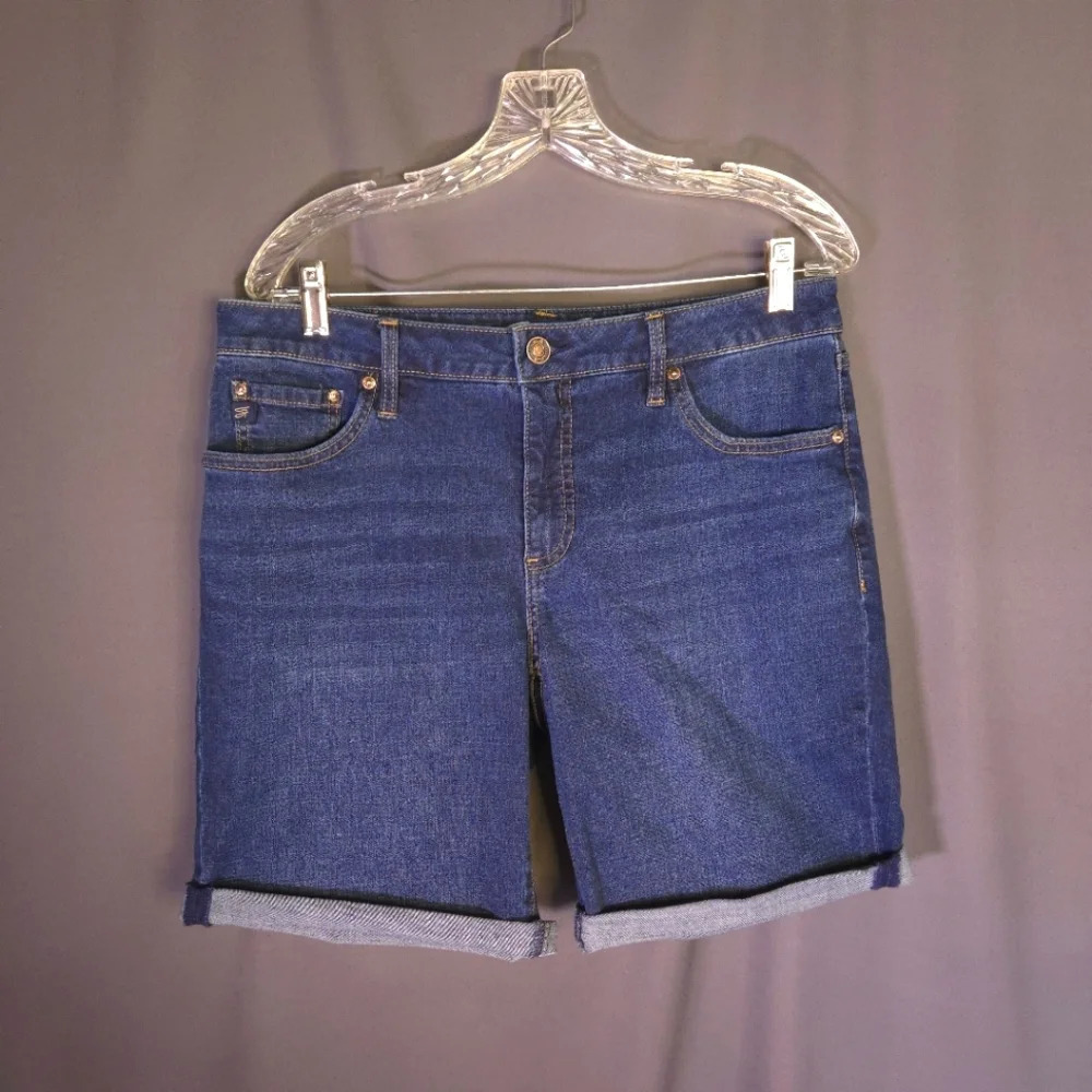 Seven7 Relaxed Bermuda Shorts Dark‎ Wash Denim Size 8